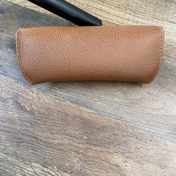 Ray- Ban Sunglass Snap Case Pebbled Tan Brown Leather CASE ONLY - Picture 10 of 11